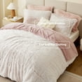 thumbnail image 3 of Intelligent Design Full/Queen Shaggy Faux Comforter Set, Long Fur Wave Spring Comforter Bedding Set, 3-Piece Warm Bed Set with Pillow Sham, Pink/White, 3 of 7