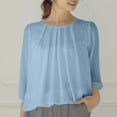 thumbnail image 2 of Women's 3/4 Sleeve Tunic Tops Casual Loose Fit Floral Blouses Mesh Pleated Layered Shirt, 2 of 4
