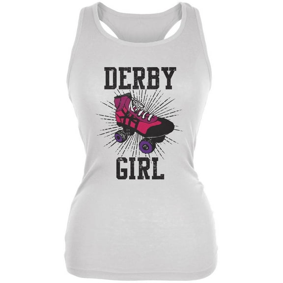Roller Derby Derby Girl White Juniors Soft Tank Top - 2X-Large