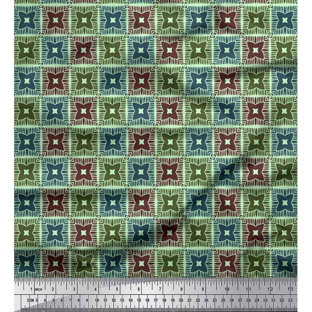 Soimoi Rayon Fabric Flower Artistic Print Sewing Fabric Yard 42 Inch Wide