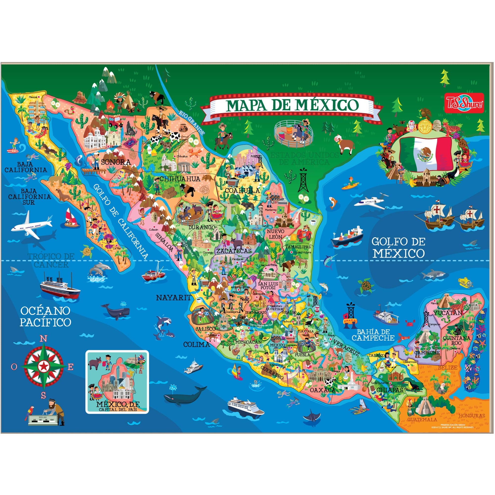 Shure Mapa de Mexico Magnetic Map T.S 