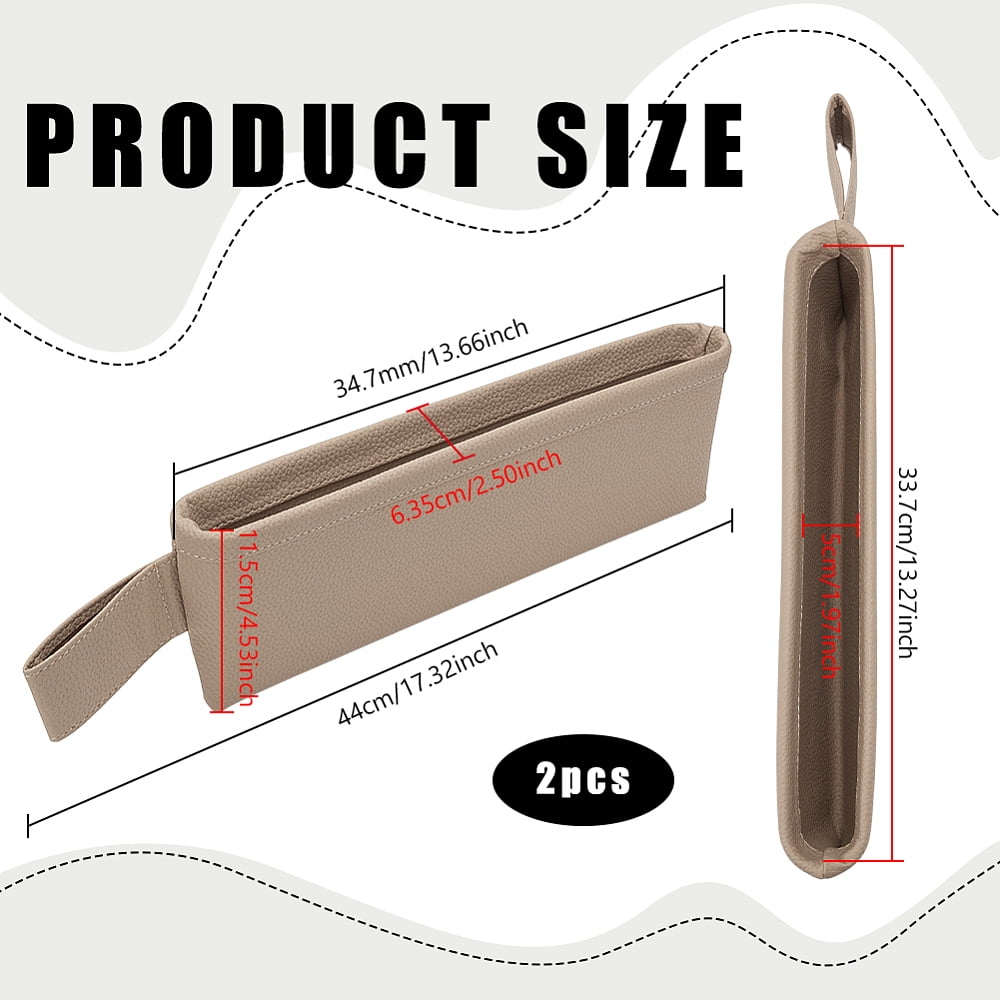 Imitation Leather with Plastic Car Seat Gap Storage Box Rectangle Tan 44cm