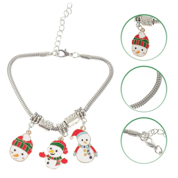 OATIPHO 1Pc Alloy Christmas Bracelet with Assorted Color Festive Charms