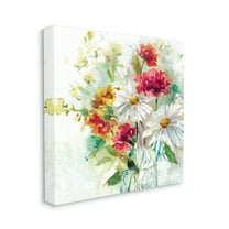 Stupell Industries Watercolor Flowers in a Mason Jar Red and Green, 36 x 36,Design by Penny Lane Publishing