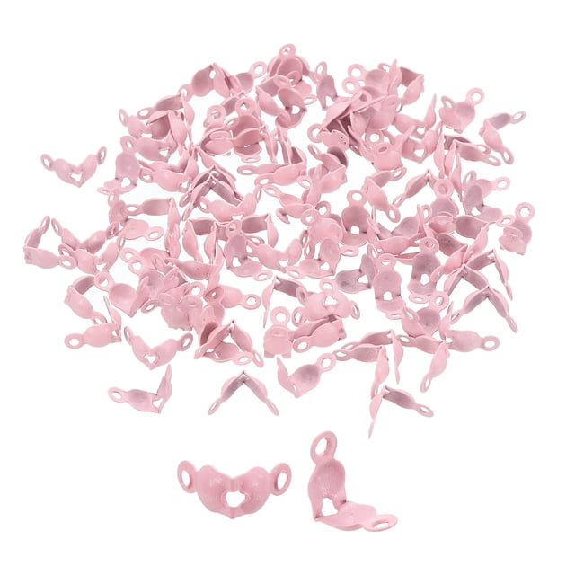 Unique Bargains 200pack Open Bead Tips Knot Covers for Jewelry Making DIY Crafts, Pink