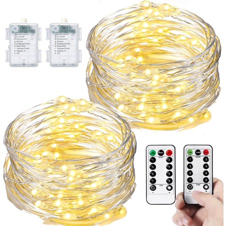 [2 Packs] Fairy Lights Outdoor Waterproof 33ft 100LED Battery Powered ...