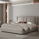 thumbnail image 1 of Cama King Size Banus Tapizada con Luz LED Touch | Cabecera Curva Moderna Premium en Tela Beige | Base y Cabecera Incluidas, 1 of 8