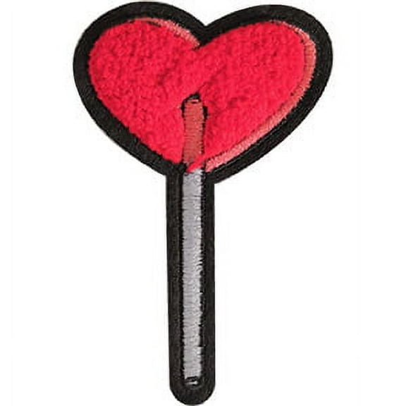 Hearts Heart Lollipop- Sew Iron on, Embroidered Original Artwork - Patch
