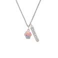 thumbnail image 2 of Delight Jewelry Silvertone 3-D Pink Cupcake with Sprinkles Silvertone Fearless Bar Charm Necklace, 23", 2 of 4