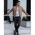thumbnail image 5 of WenVen Men's Bomber Jacket Lightweight Coat Fall Stylish Work Outerwear with Pocket Khaki L, 5 of 12
