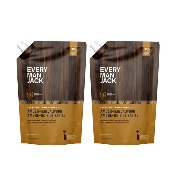 Bolsa de repuesto para gel de baño para principiantes Every Man Jack Amber + Sandalwood