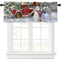Rdsfhsp Christmas Snowman Red Truck Xmas Tree Polyester Curtain Valance for Winter Windows 54"x18"