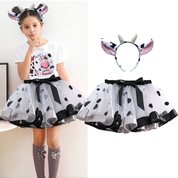 MHFRRA Tutu Kids Girls Ballet Skirts Party Dance Skirt Hairband Set 4-6 Years