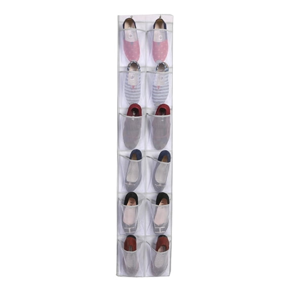 Over The Door Shoe Organizer 12 Large Mesh Pockets Hanging Narrow Closet Door for Closet Organizers and Storage(4 colors)