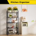 thumbnail image 2 of 6-Wire Standing Storage Shelf, Metal Shelving Unit Pantry Rack for Laundry Kitchen Bathroom Organizer(Black), 2 of 6