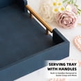 thumbnail image 6 of MODE HOME Blue Shagreen Decorative Trays with Gold Handles, Set of 2 Modern Rectangle Faux Leather Serving Trays for Coffee Table, Ottoman & Vanity, 6 of 8
