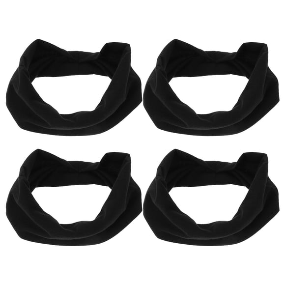 HOOWIFFY 4Pcs Sports Headbands for Girls Black Polyester Curved to Fit Head Youth Soccer