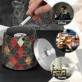 thumbnail image 4 of Yayeee Ashtray with Lid for Cigarette Smokeless Stainless Steel Home Ash Holder, Dark Tartan Pattern, 4 of 7