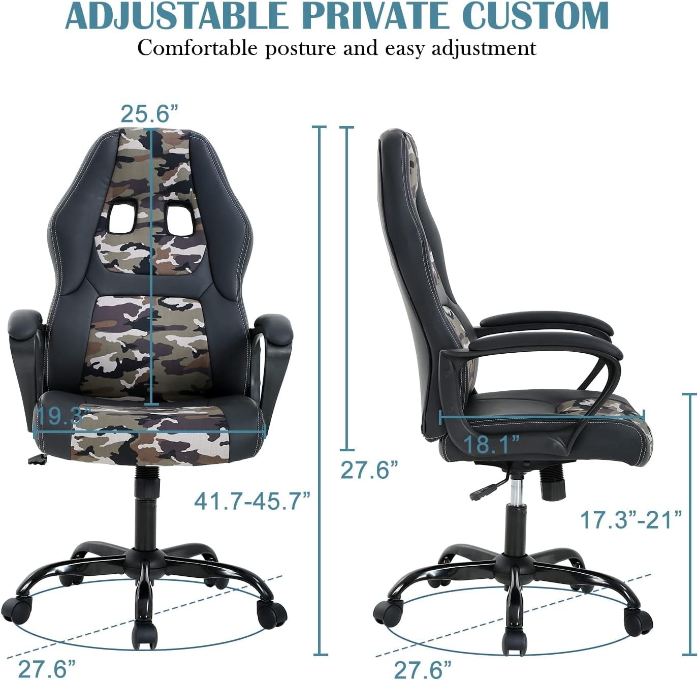 Dkelincs Gaming Chair PC Computer Desk Chair Ergonomic Adjustable Gamer Chair with Lumbar Support Armrest, Camo