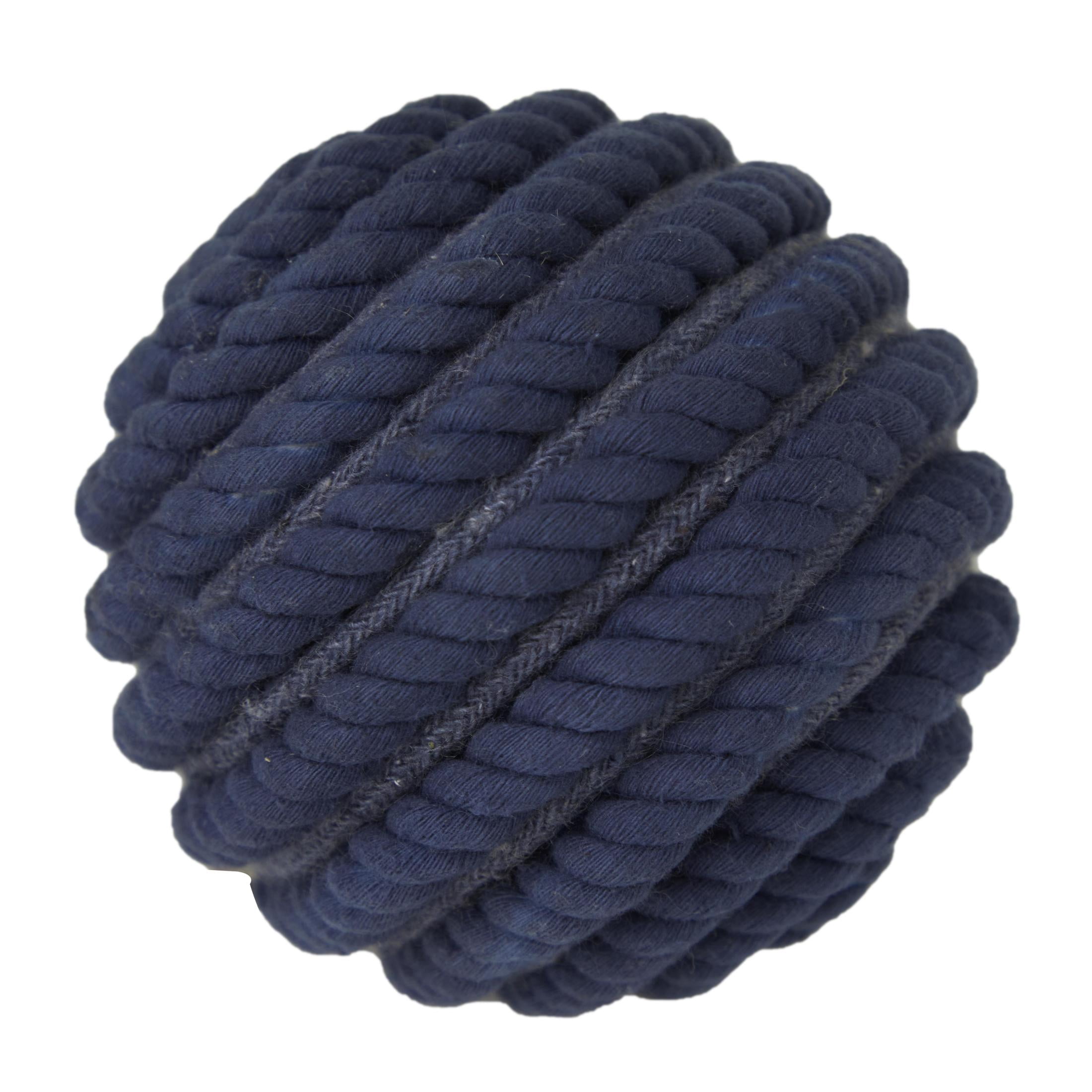 DecMode Blue 4" Handmade Decorative Ball Jute Rope Orbs & Vase Filler with Varying Designs (4 Count)