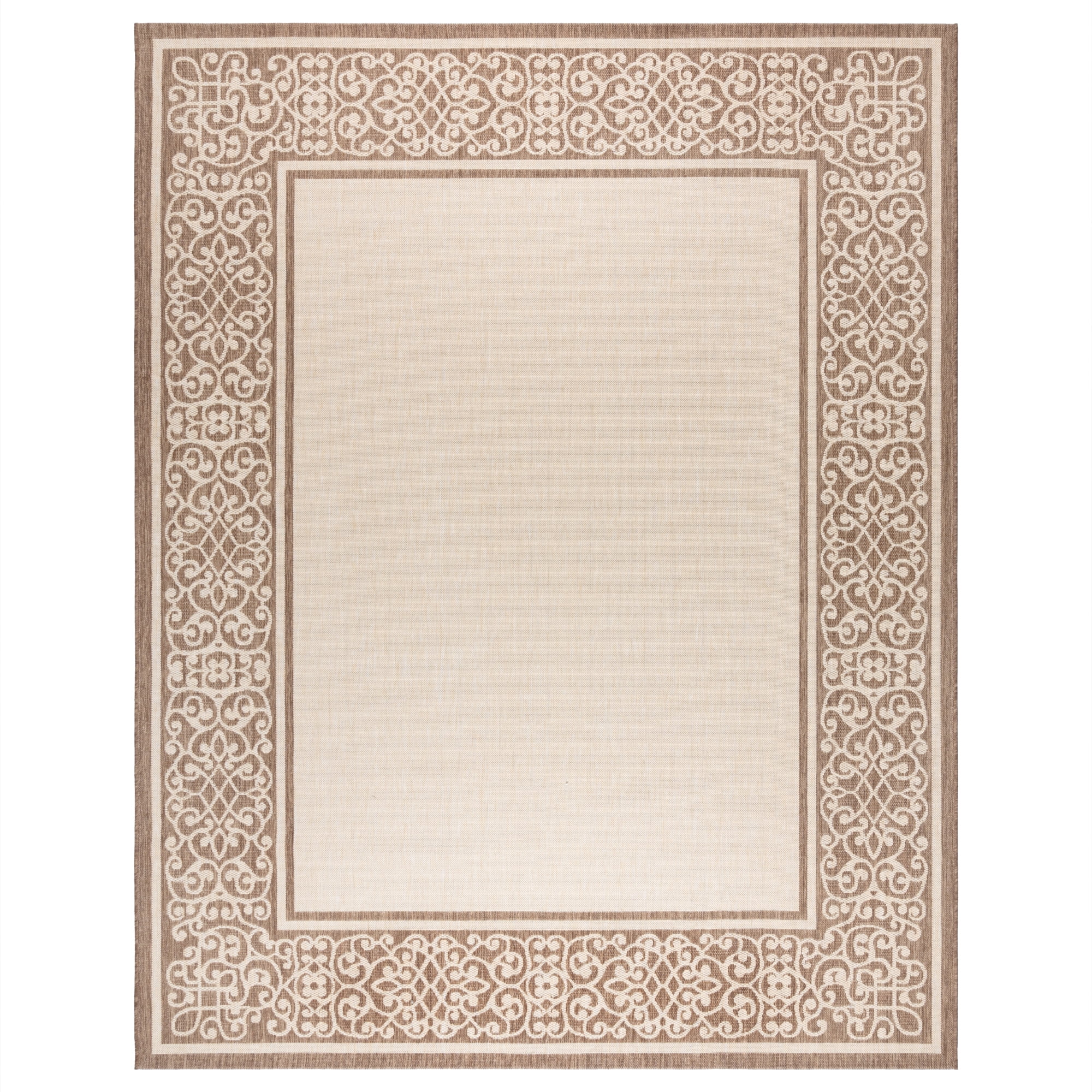 Gertmenian Paseo Tedo Transitional Damask Sand/Havana Indoor/Outdoor Area Rug, 5x7