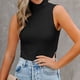 thumbnail image 5 of Playeras,Blusas y Tops,Ropa para Mujer Camisetas Sin Mangas Para Adolescentes Blusa informal de color liso con cuello para mujer, ajustada, para mujer (Black, M), 5 of 6