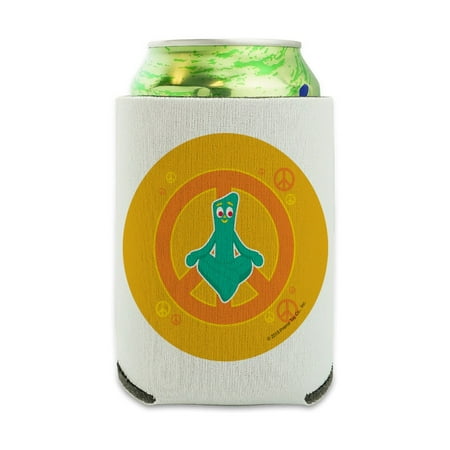 

Meditating Gumby with Peace Sign Can Cooler - Drink Sleeve Hugger Collapsible Insulator - Beverage Insulated Holder