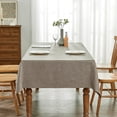 thumbnail image 1 of BALCONY & FALCON Diamond Jacquard Water Resistant Rectangle Tablecloth 55 x 71 Taupe Gray Outdoor Dining Kitchen, 1 of 1
