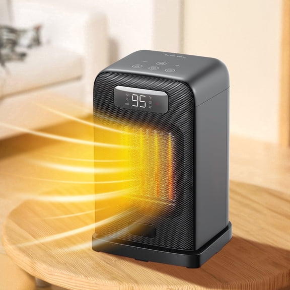 INITIO 1500W PTC Electric space heaters with Remote, 70° Oscillation, Overheat & Tip-Over Protection, 12H Timer,for Rooms up to 200 Sq.Ft, Black