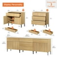 thumbnail image 7 of 94.5" Modern Reeded Minimalist Sideboard with Doors and Drawers, 3-In-1 Wooden Credenza Storage Cabinet for Kitchen, Dining Room, 7 of 7