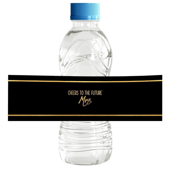 Darling Souvenir WaterBottleLabels Classic Black Self Adhesive Party Supplies Cheers To The Future Mrs. Stickers ForWaterBottleIdeal Engagement Party, Wedding Announcement Party- Pack Of 32