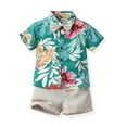 thumbnail image 1 of Teen Flower Short Sleeve Shirt Hawaiian Vacation Shorts Two-Piece Suit-week, 1 of 4