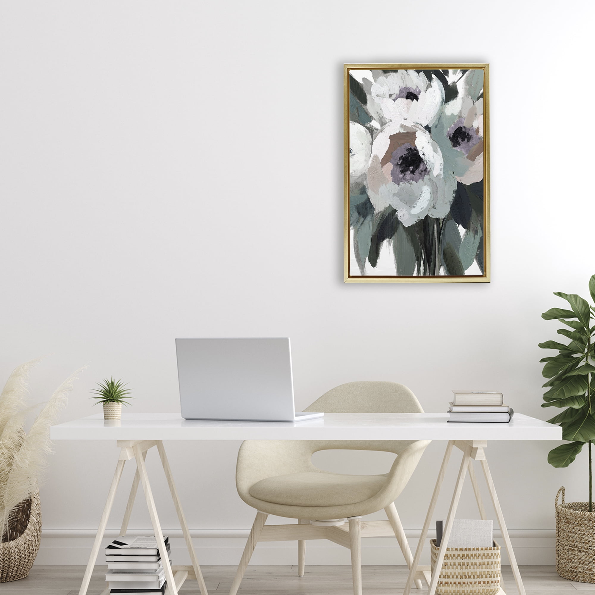 The Absence of Sorrow Gold Framed Floater Canvas Wall Art, design by Annabelle Hall