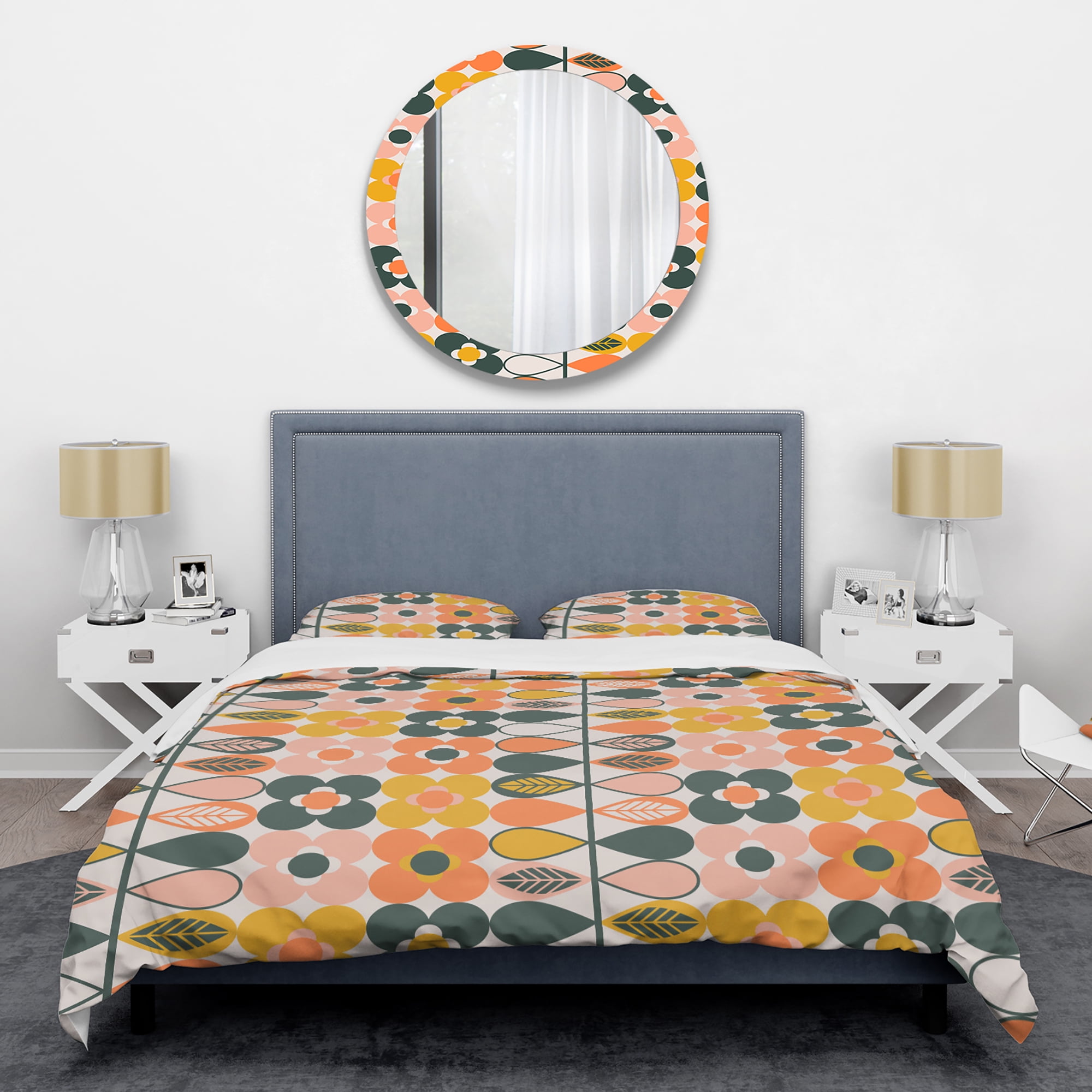 Designart 'Botanical Retro Design I' Mid-Century Duvet Cover Set
