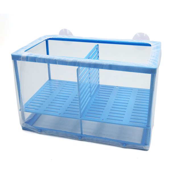 Betta Tank Aquarium Fish Separation Frame Net Fry Hatchery Breeder Box Blue