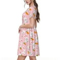thumbnail image 2 of Lsque Rabbit And Carrot Print Women's Casual Dress T-Shirt Summer Short Sleeve Scoop Neck Swing Dresses, 2 of 6