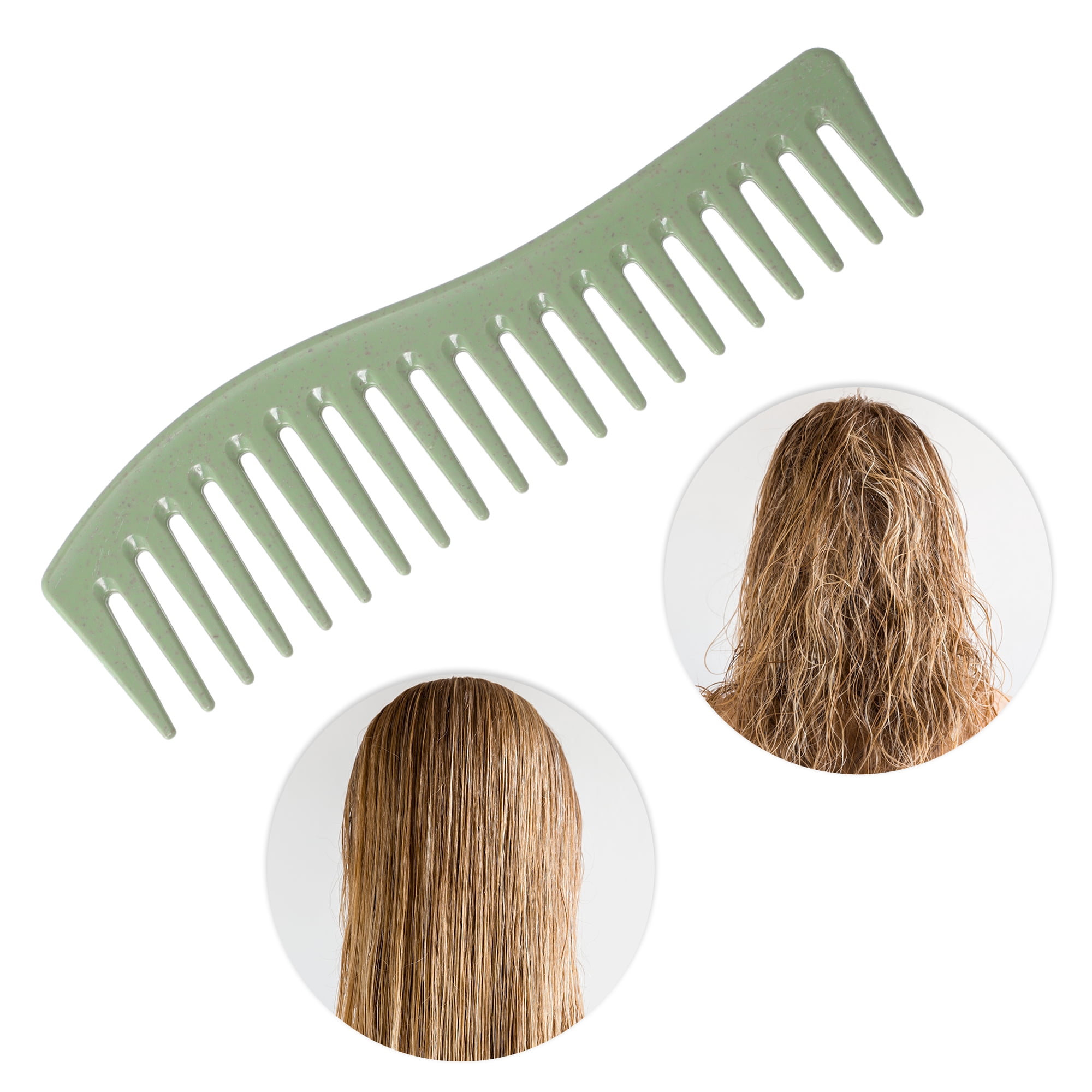 Unique Bargains 1 Pc Women S Shaped Wide Tooth Straightening Comb for Curly Hair Green