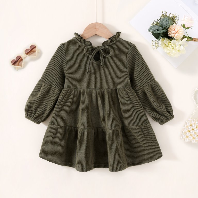 fall color dress for girls Flower Girl Dress - Girls Casual Long Sleeve Backless Dress with Waist Tie  - Outdoor Wear for Summer Spring Fall, Versatile Season Outfit - Toddler Girl  Dress,Color:Brown,Size:10-11 Years