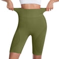 thumbnail image 4 of Plus Size Women's Seamless Hip Lifting Fitness Shorts,High Waisted Tummy Control Compression Yoga Shorts with Textured Design,Peach Butt Gym Workout Shorts Army Green XXXXL, 4 of 4