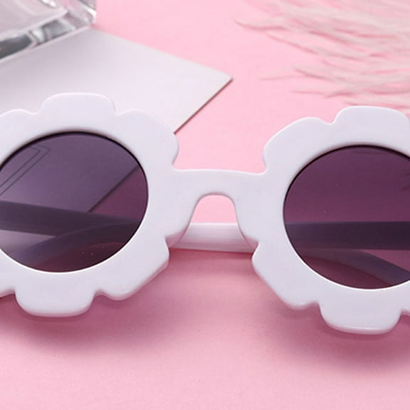 SWETRACE 2Pcs Kids Sunglasses Girls Sunflower Design in White and Purple for Party 12.5x12.5x3.7in