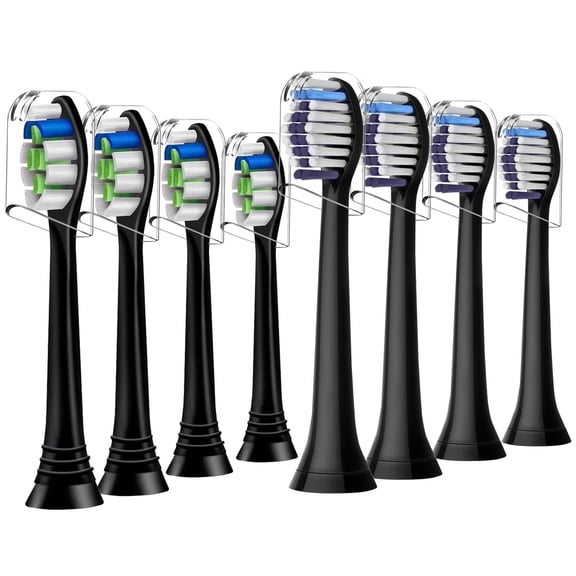 8 Pack Replacement Brush Heads, Compatible with Philips Sonicare Electric Toothbrush, 4pcs Precision Clean and 4pcs Whitening Clean Brush Heads,Black.