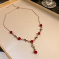 thumbnail image 3 of Collier Fleur de Rose Chaîne Clavicule en Strass Ras du Cou Bijou Fleur de Rose, 3 of 8