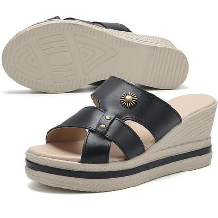 Women s Platform Sandals Slip on Summer Outdoor Slides Slippers Shoes Casual Fashion Platform Wedge Sandals for Ladies