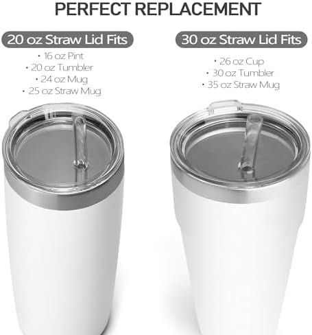 Jointown Straw Lids for YETI Rambler 26 oz Cup 30 oz Tumbler, 35 oz Straw Mug,2 Pcs 30 oz Tumbler Lids for Yeti Tumbler, Spill Proof Covers