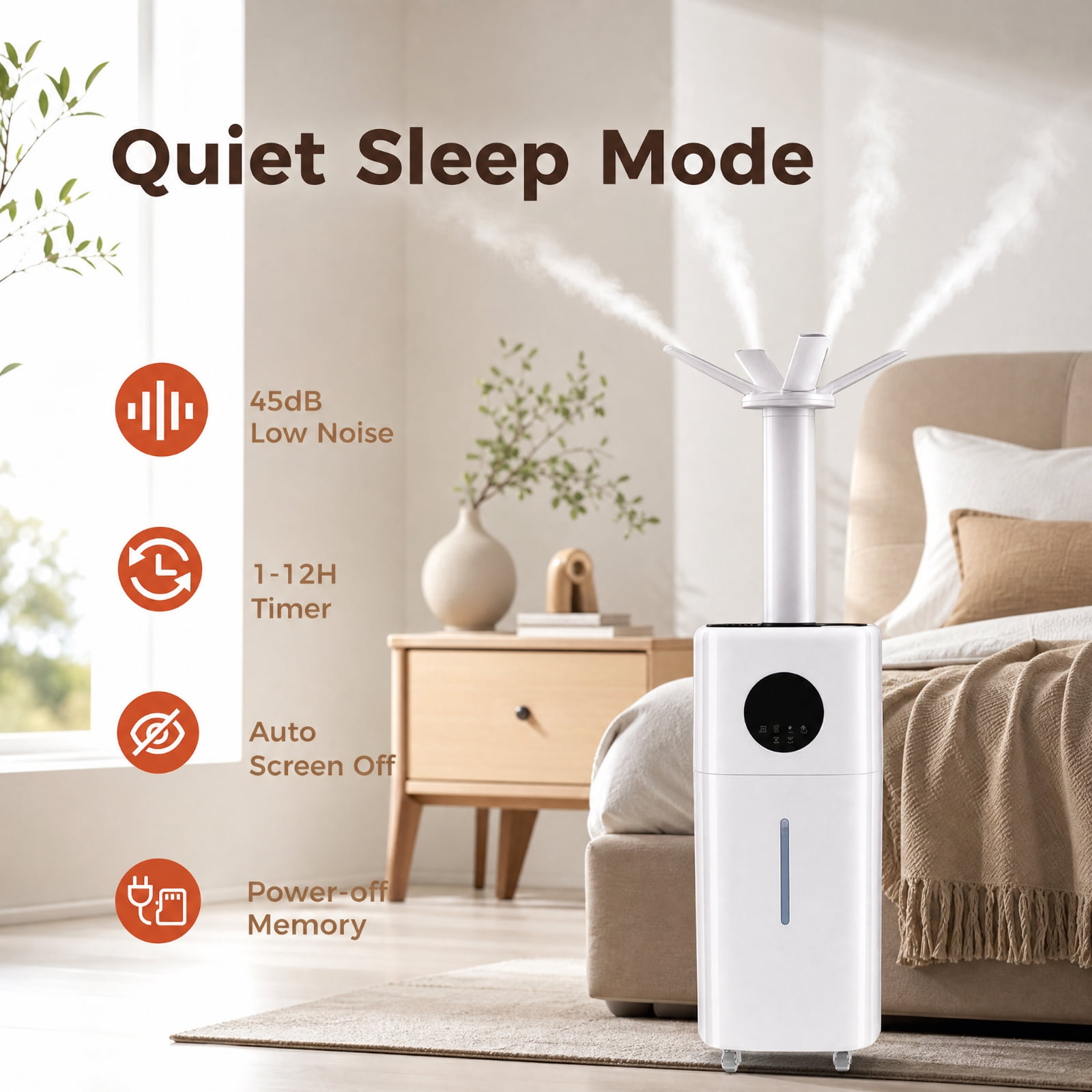RUIE 5.5 Gallon Humidifier for Large Room, Cool Mist Humidifier for Home Bedroom with 360 Degree Nozzles and Wheels, Top Fill Humidifier with Remote and Timer, 2000 Sq Ft, White
