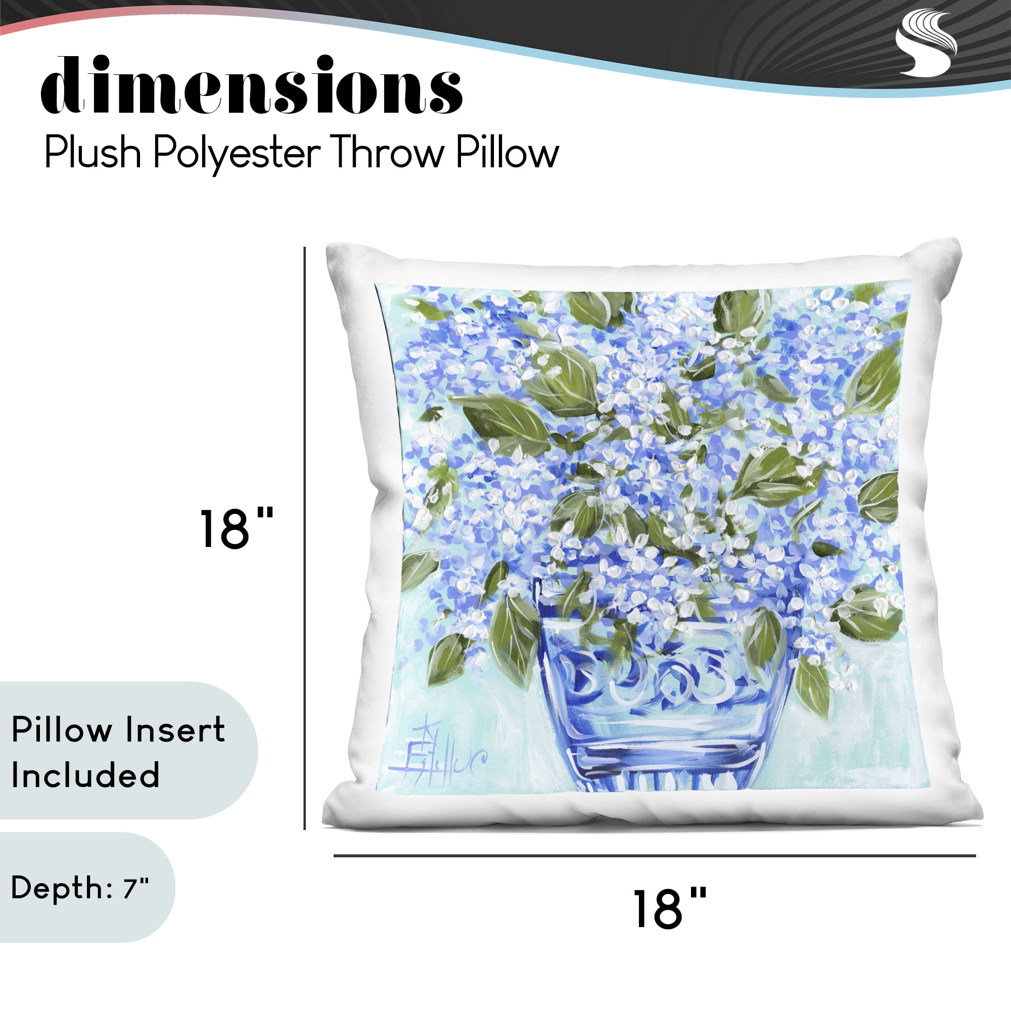 Stupell Industries Cool Bouquets in Blue Vase Decorative Printed Throw Pillow, design by Estelle Grengs, 18 x 7 x 18