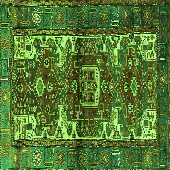 Ahgly Company Indoor Square Persian Green Traditional Area Rugs, 6' Square
