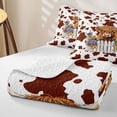 thumbnail image 4 of jejeloiu Cute Highland Cattle Quilt King Kids,Farm Cow Print King Coverlet Set,3-Piece, 4 of 7