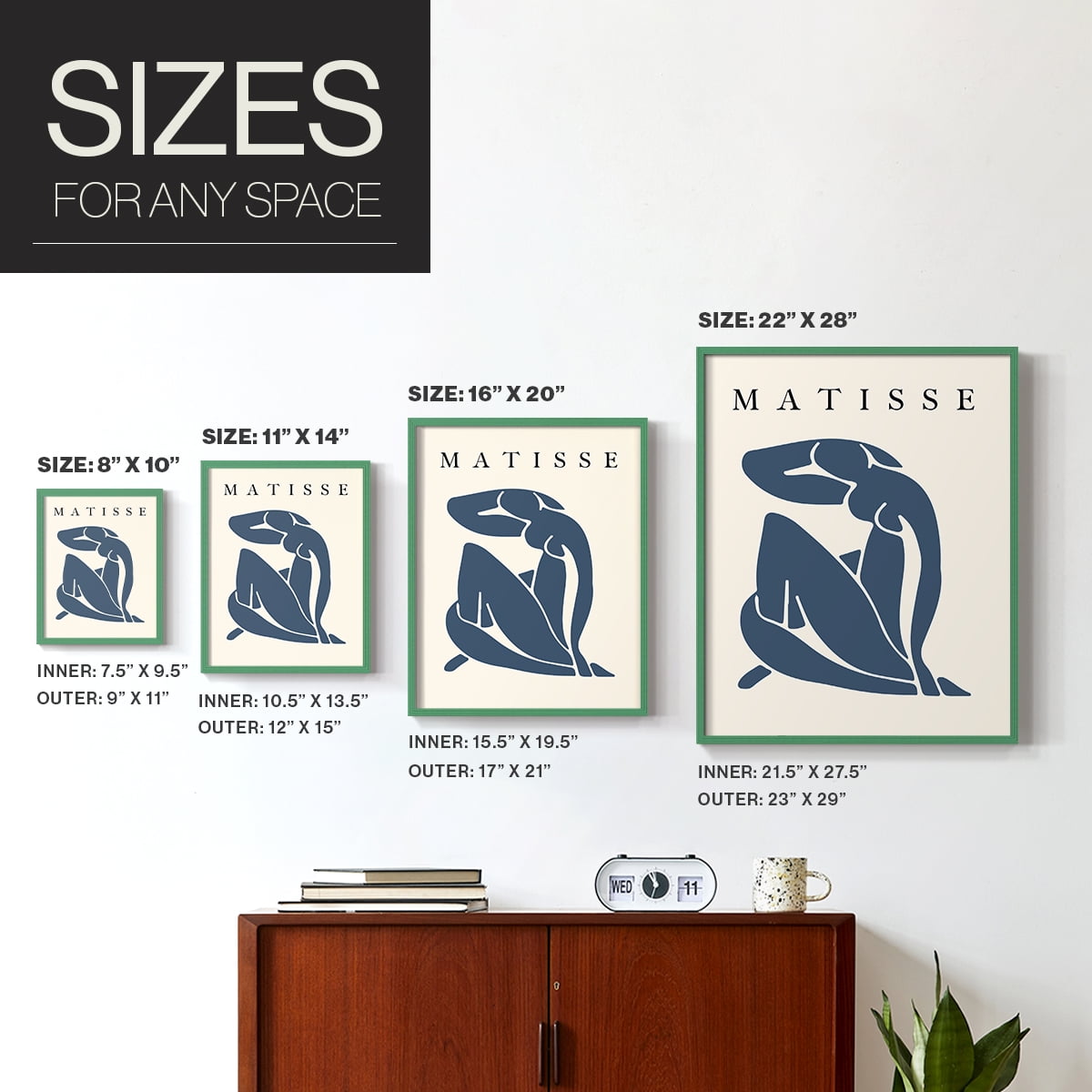 Matisse CCCLXXXI in Green Solid Wood 22 x 28 Framed Print