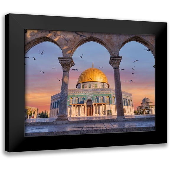 Frank, Assaf 14x12 Black Modern Framed Museum Art Print Titled - Al-Aqsa Mosque-Jerusalem-Israel